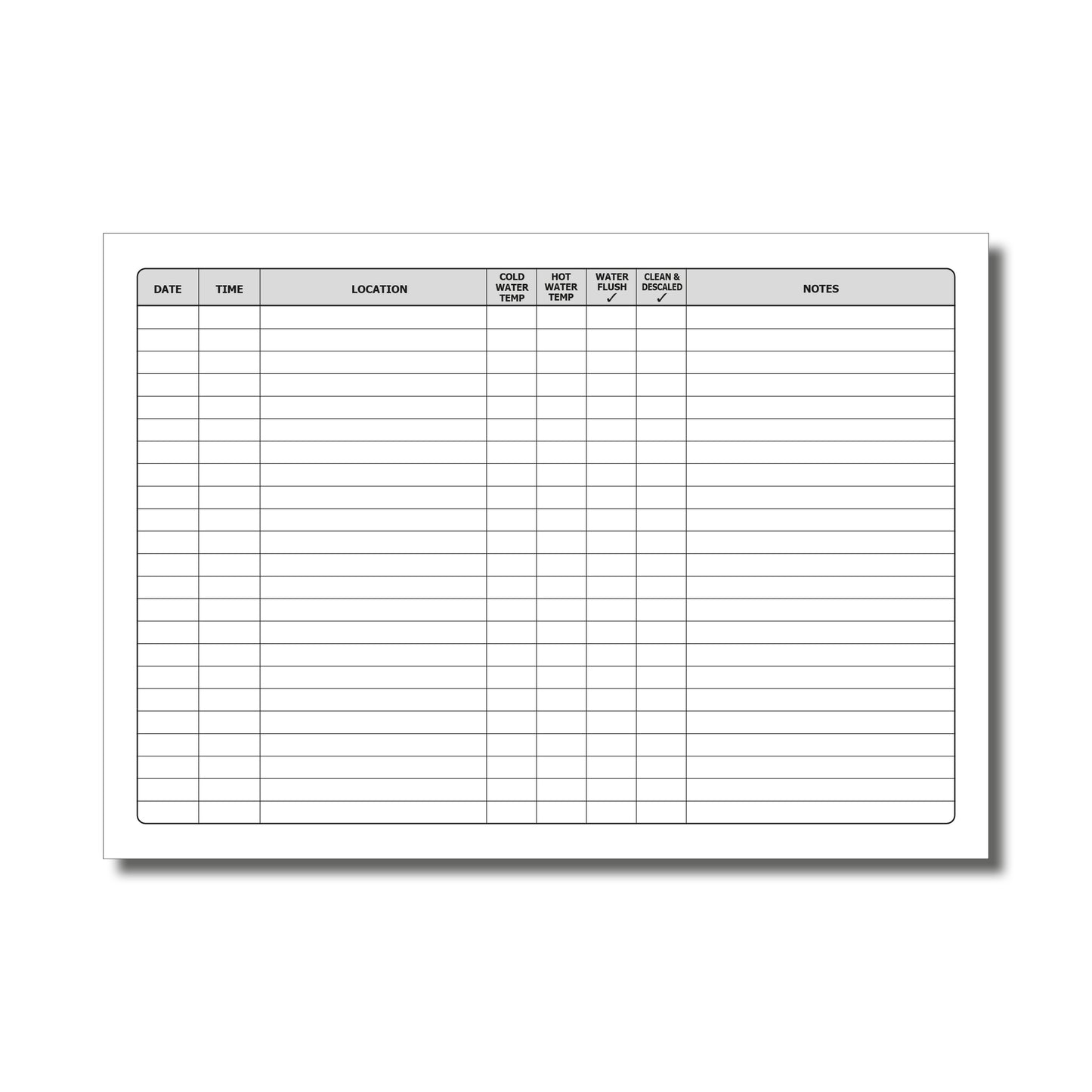 Water Management Legionella Log Book A5 | 20 Pages | 368 Water Testing Entries | ACoP L8 Compliant | 120gsm Paper