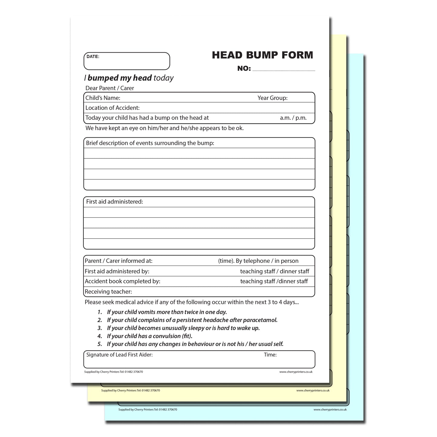 NCR School Head Bump Book A5 Triplicate