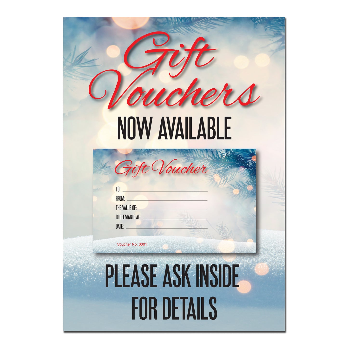 Festive Gift Voucher Book 99mm x 210mm with FREE A4 POSTER