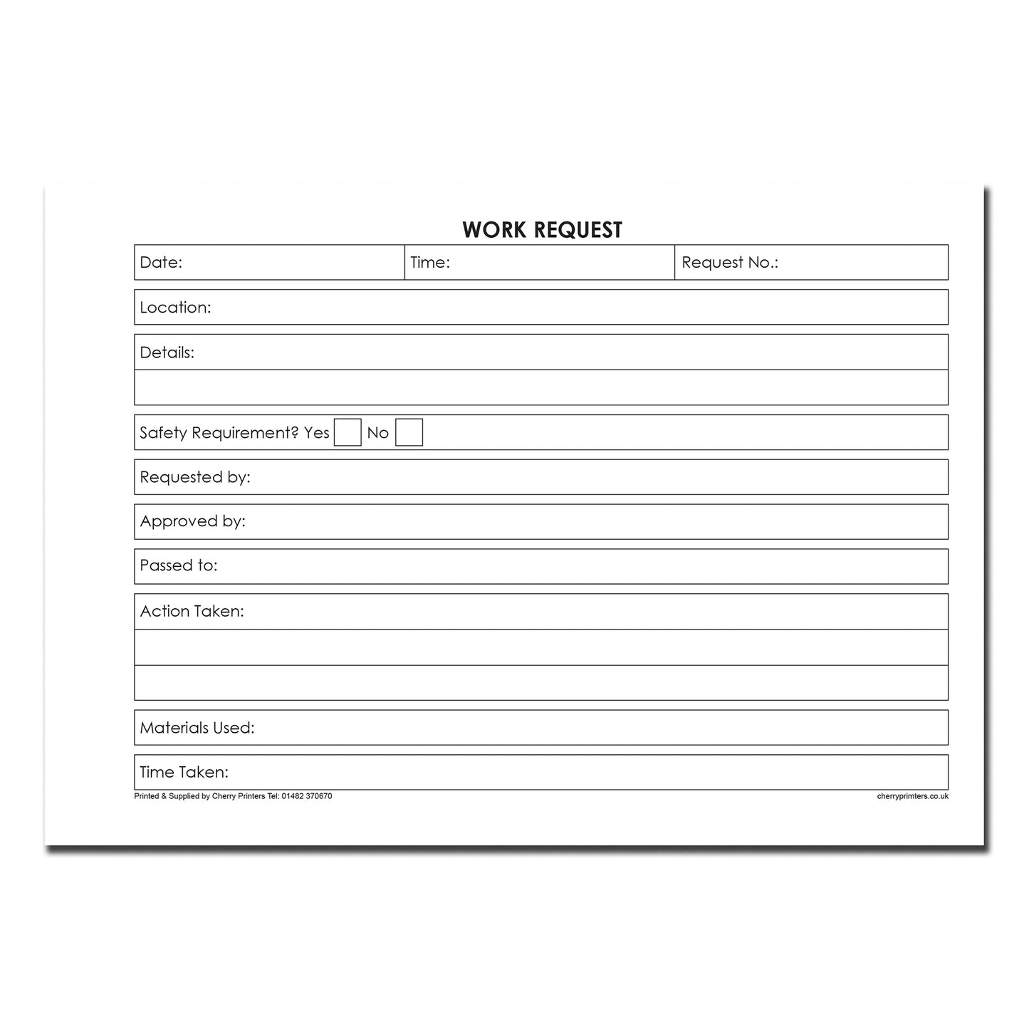 NCR Work Request Form Duplicate Book A5