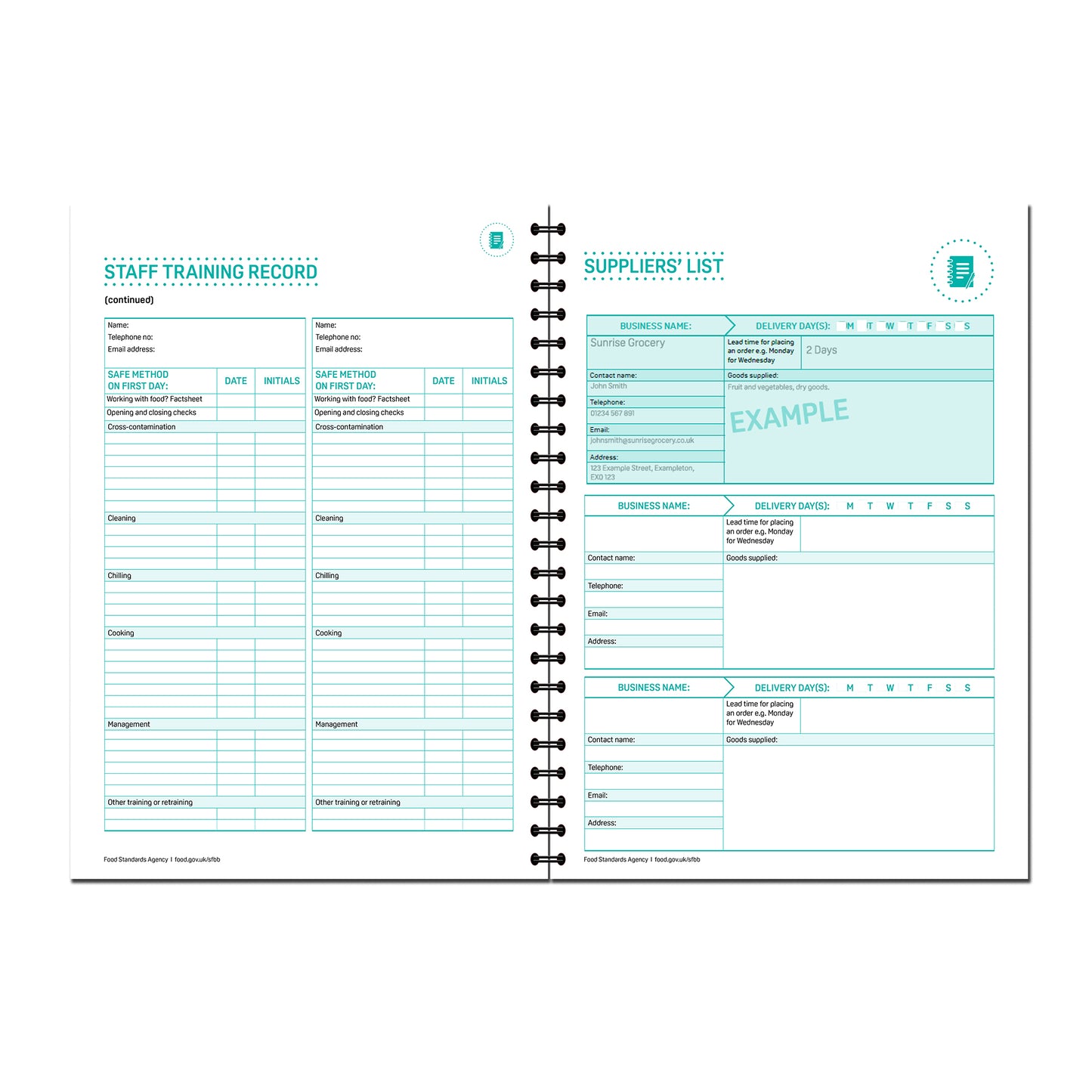 Safer Food Better Business For Caterers | 52 week Diary | BINDER REFILL | WIRO