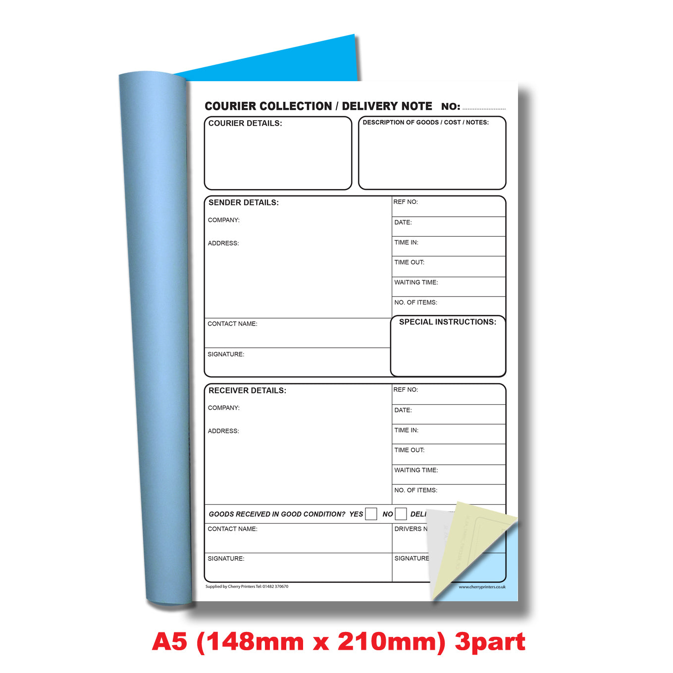 NCR Courier Collection/Delivery Note Triplicate Book A5