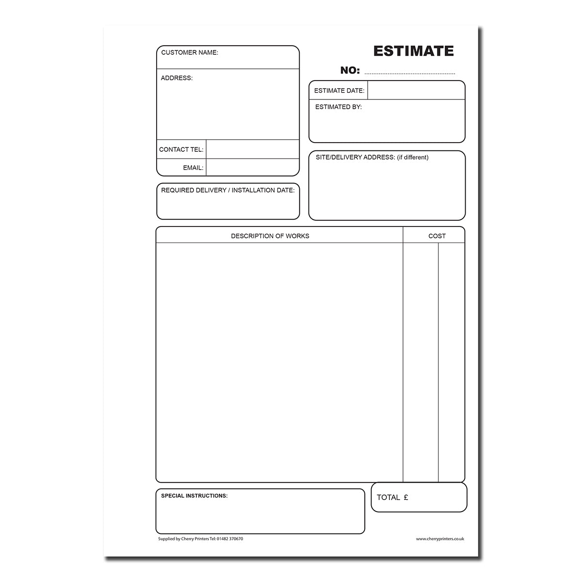 NCR Estimate Book A5 Duplicate