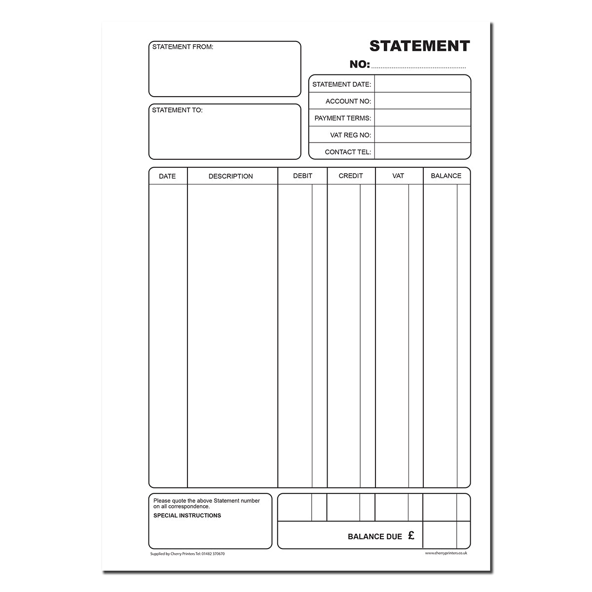 NCR Statement Duplicate Book A4