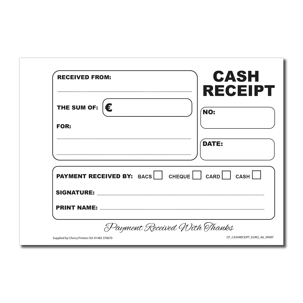 NCR EURO Cash Receipt Triplicate Book A6