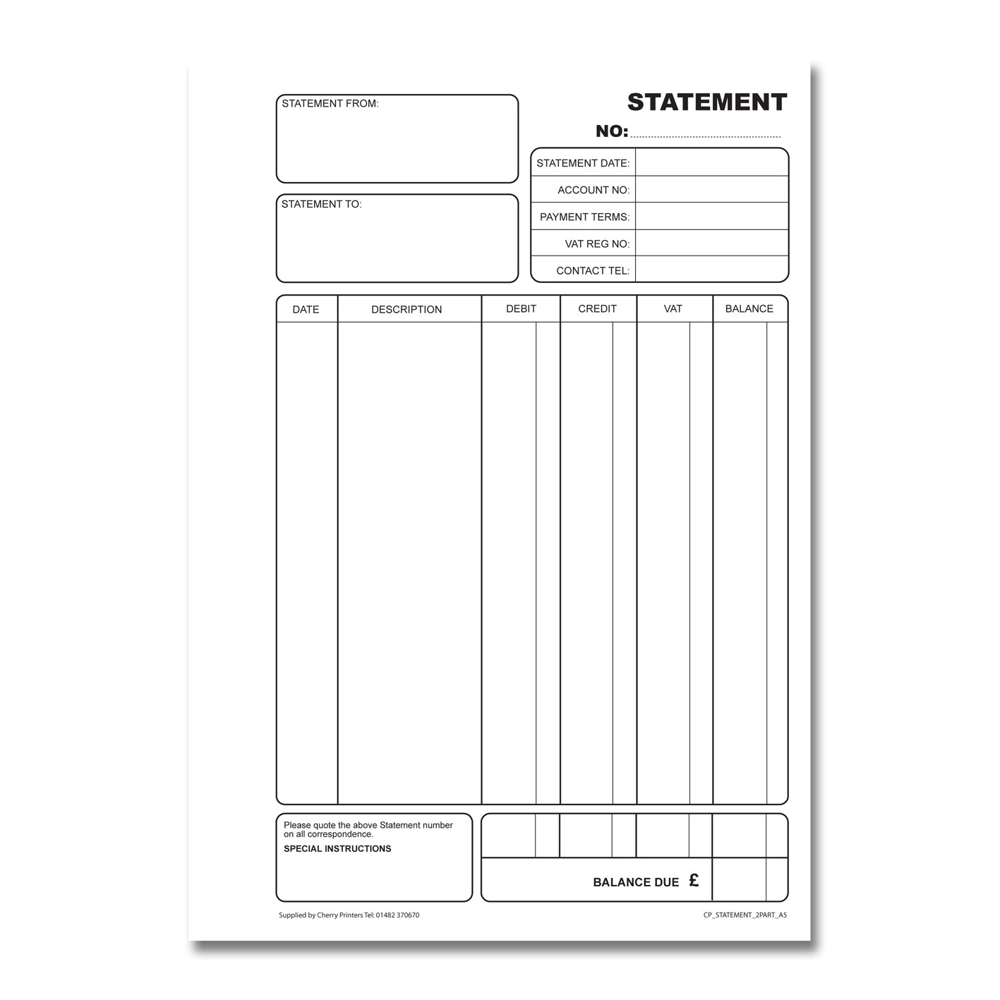 NCR Statement Book A5 Duplicate