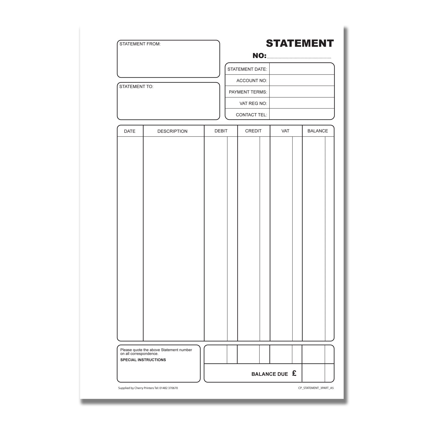 NCR Statement Book A5 Triplicate