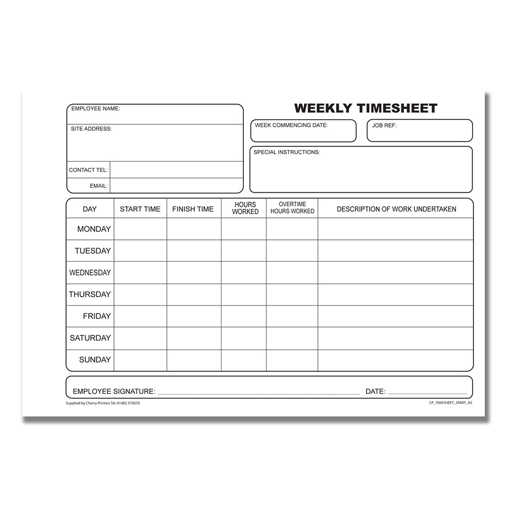 NCR Weekly Timesheet Book A4 Duplikat