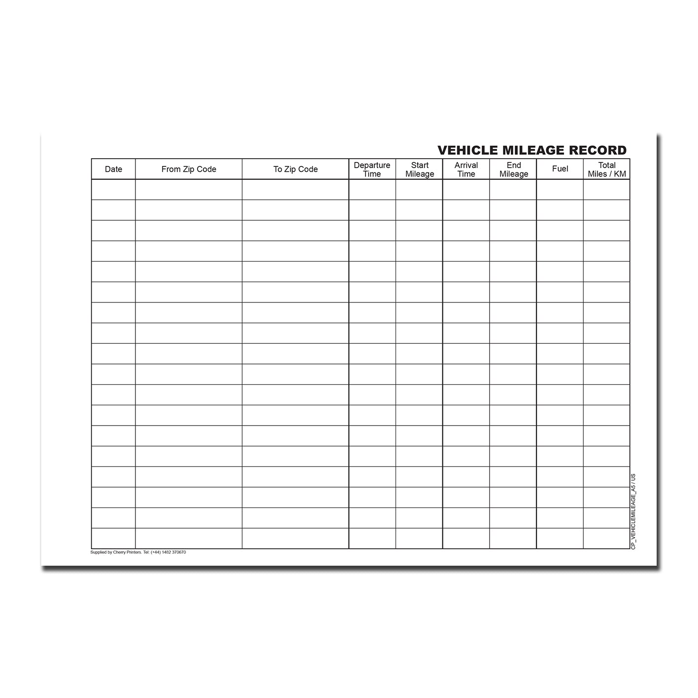 Vehicle Mileage Record Log Book | 100 pages | 80gsm Paper | A5 - 5.8" x 8.3" | BOX OF 40 BOOKS
