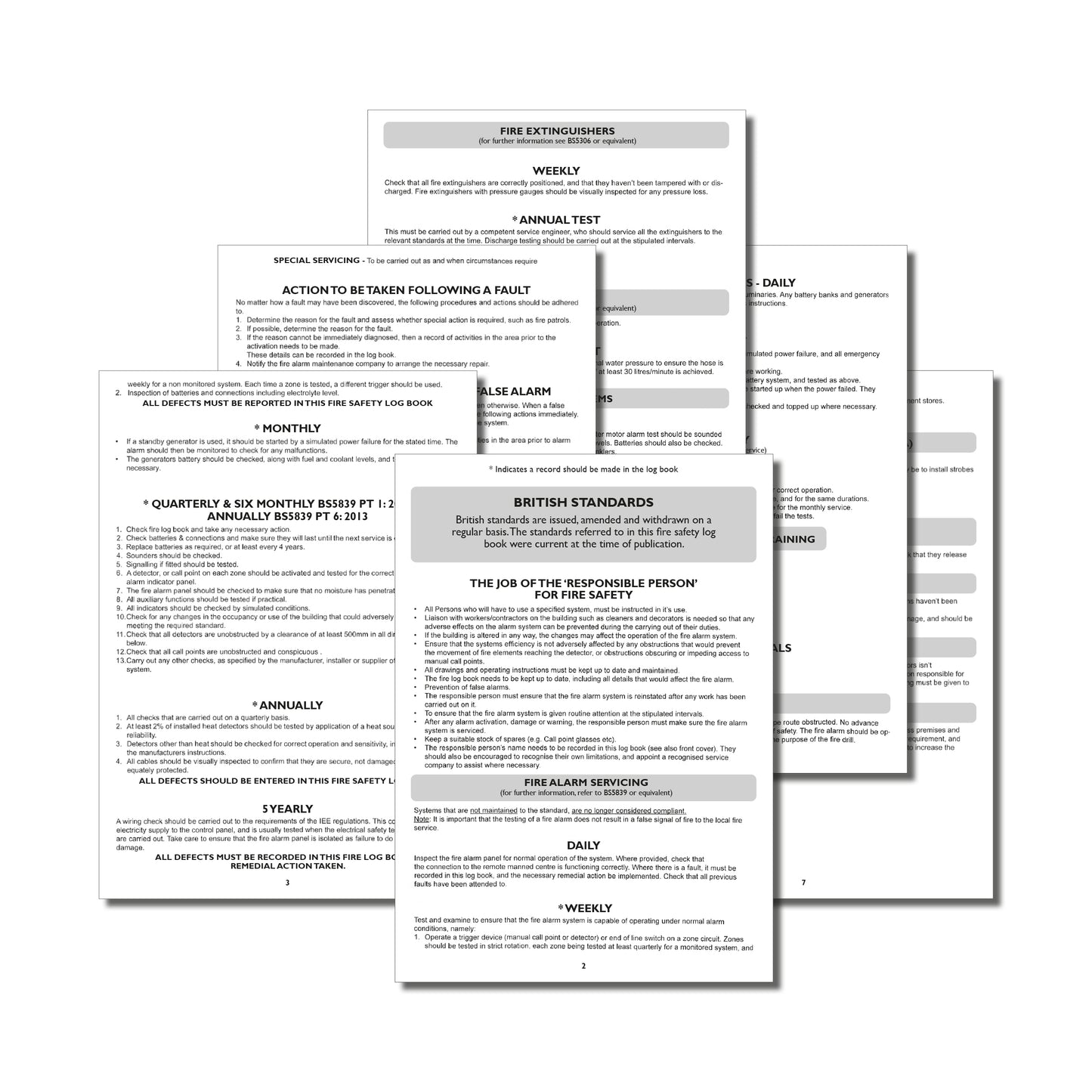 Fire Safety Record & Emergency Lighting Log Book | A4 | 48 Pages | 120gsm