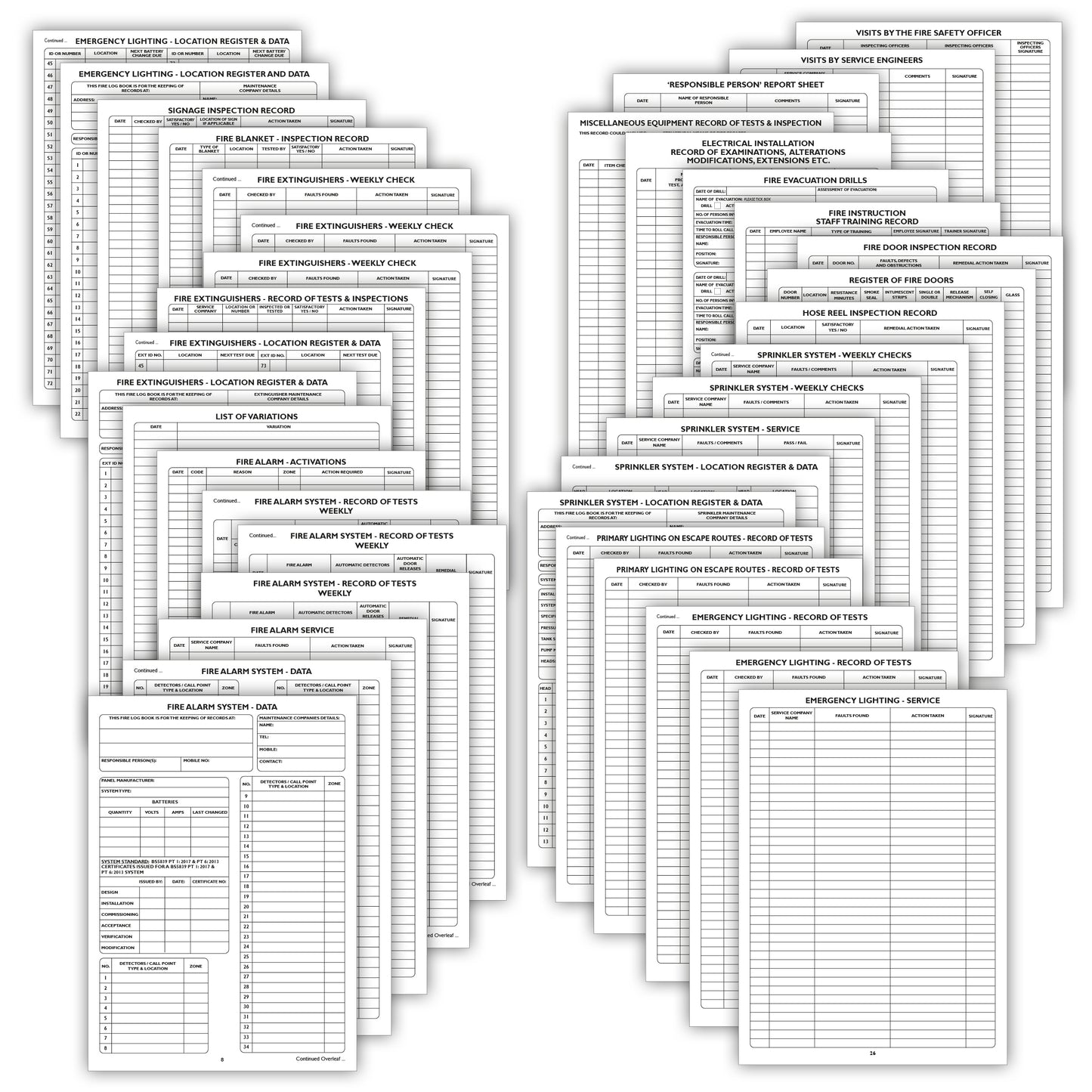 Fire Safety Record & Emergency Lighting Log Book | A4 | 48 Pages | 120gsm