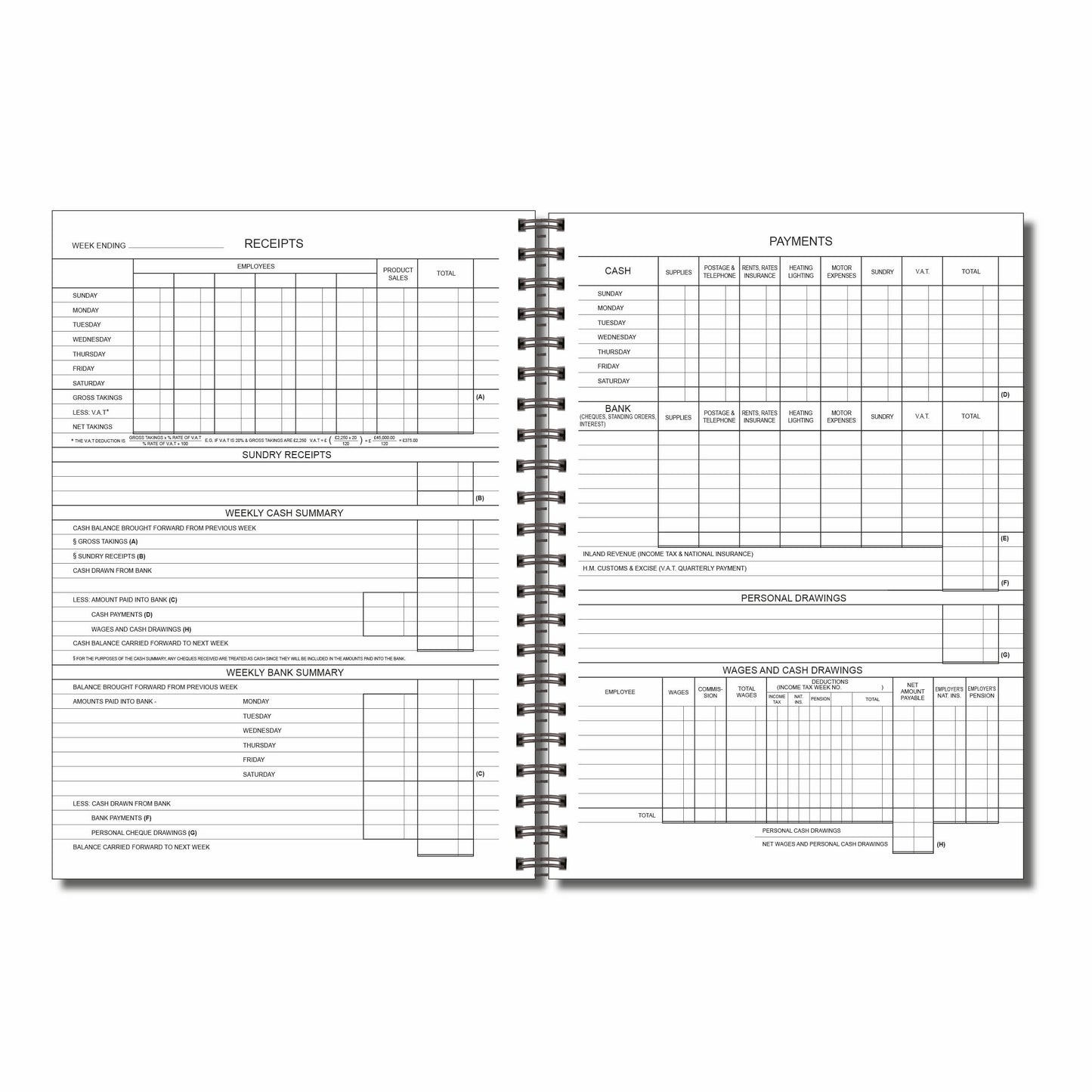 Lebensmitteltemperatur-Aufzeichnungsbuch A4 52Seiten 120gsm Wirobound