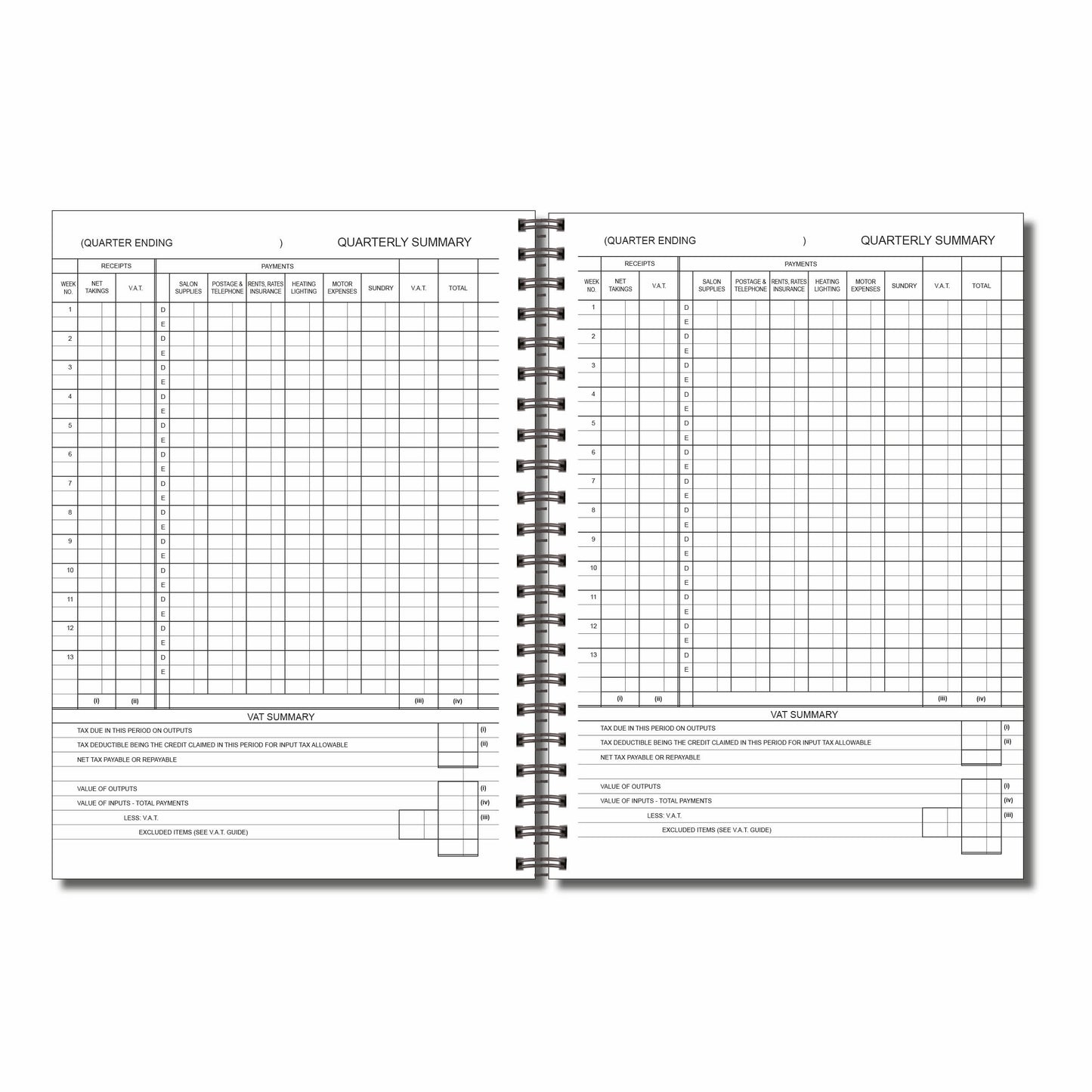 Lebensmitteltemperatur-Aufzeichnungsbuch A4 52Seiten 120gsm Wirobound