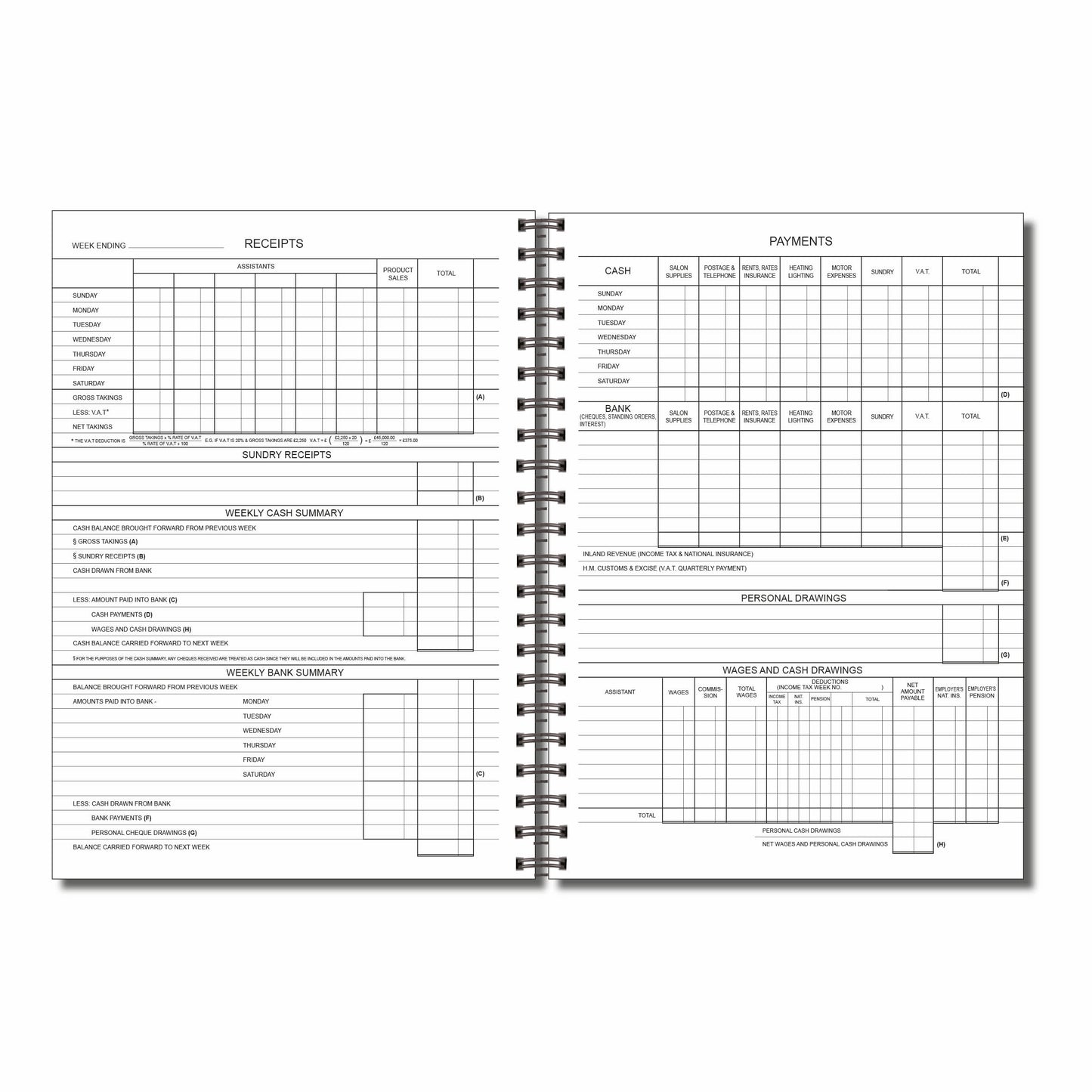 Lebensmitteltemperatur-Aufzeichnungsbuch A4 52Seiten 120gsm Wirobound