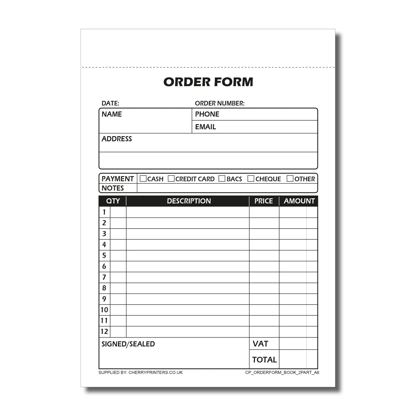 NCR Order Form Duplicate Book A6