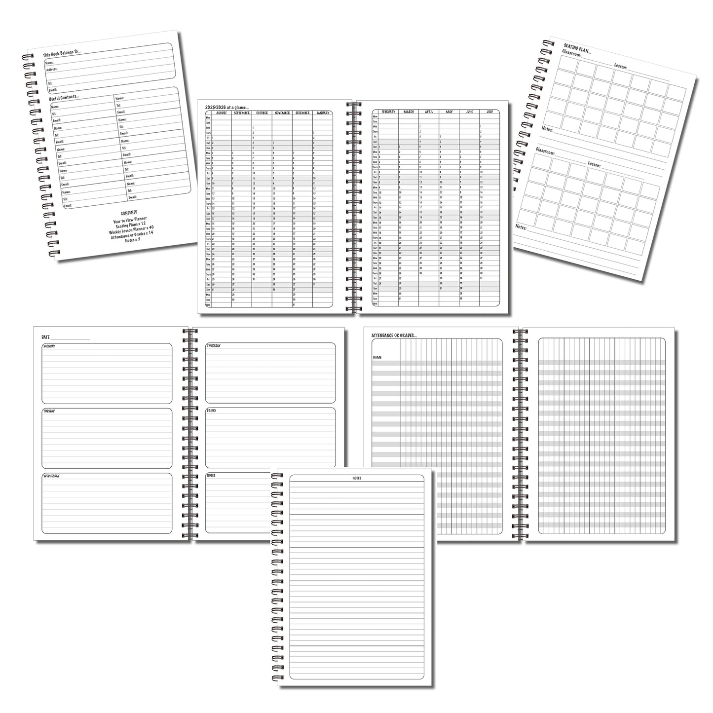 Teachers Planner 2025-2026 | Weekly Lesson Planner | 40 week to view undated pages | A5 | 60 double sided pages Wirobound
