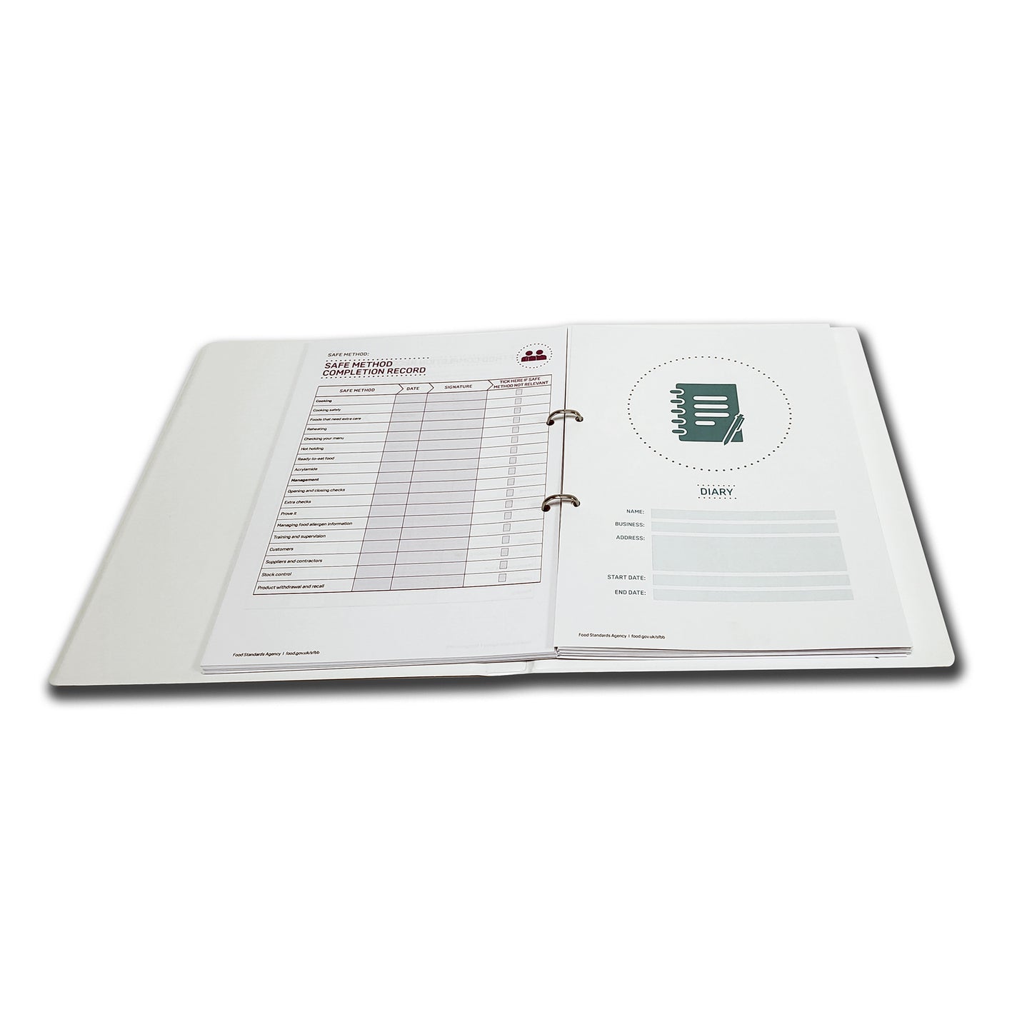 Safer Food Better Business For Caterers BINDER with Caterers Info Pack | 52 week Diary | 52 week Food Temperature Record | Allergy Posters | Allergen chart