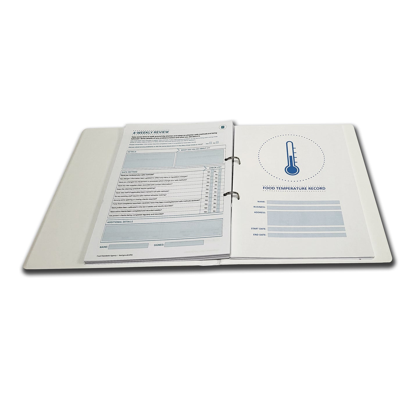 Safer Food Better Business For Caterers BINDER with Caterers Info Pack | 52 week Diary | 52 week Food Temperature Record | Allergy Posters | Allergen chart