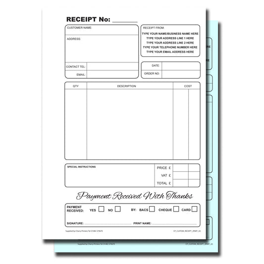 NCR *CUSTOM* Receipt Duplicate Book A5 | 4 Book Pack