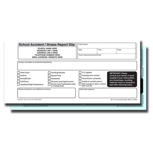 NCR *CUSTOM* School Accident Report Duplicate Book 99x210mm | 6 Book Pack