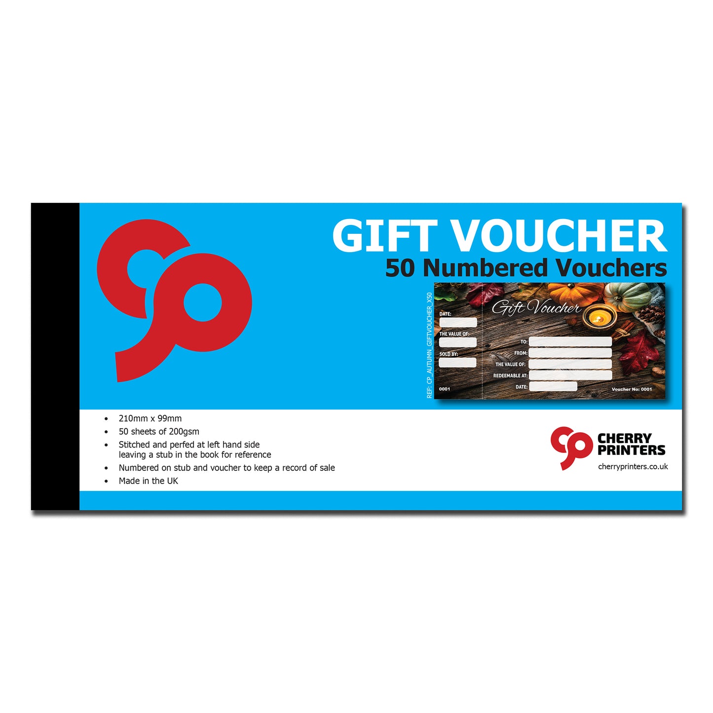 Autumn Gift Voucher Book 99mm x 210mm with FREE A4 POSTER