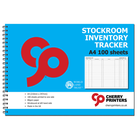 Stockroom Inventory Tracker | Log Book | Inventory Out/In | A4 100pages 80gsm | Wirobound