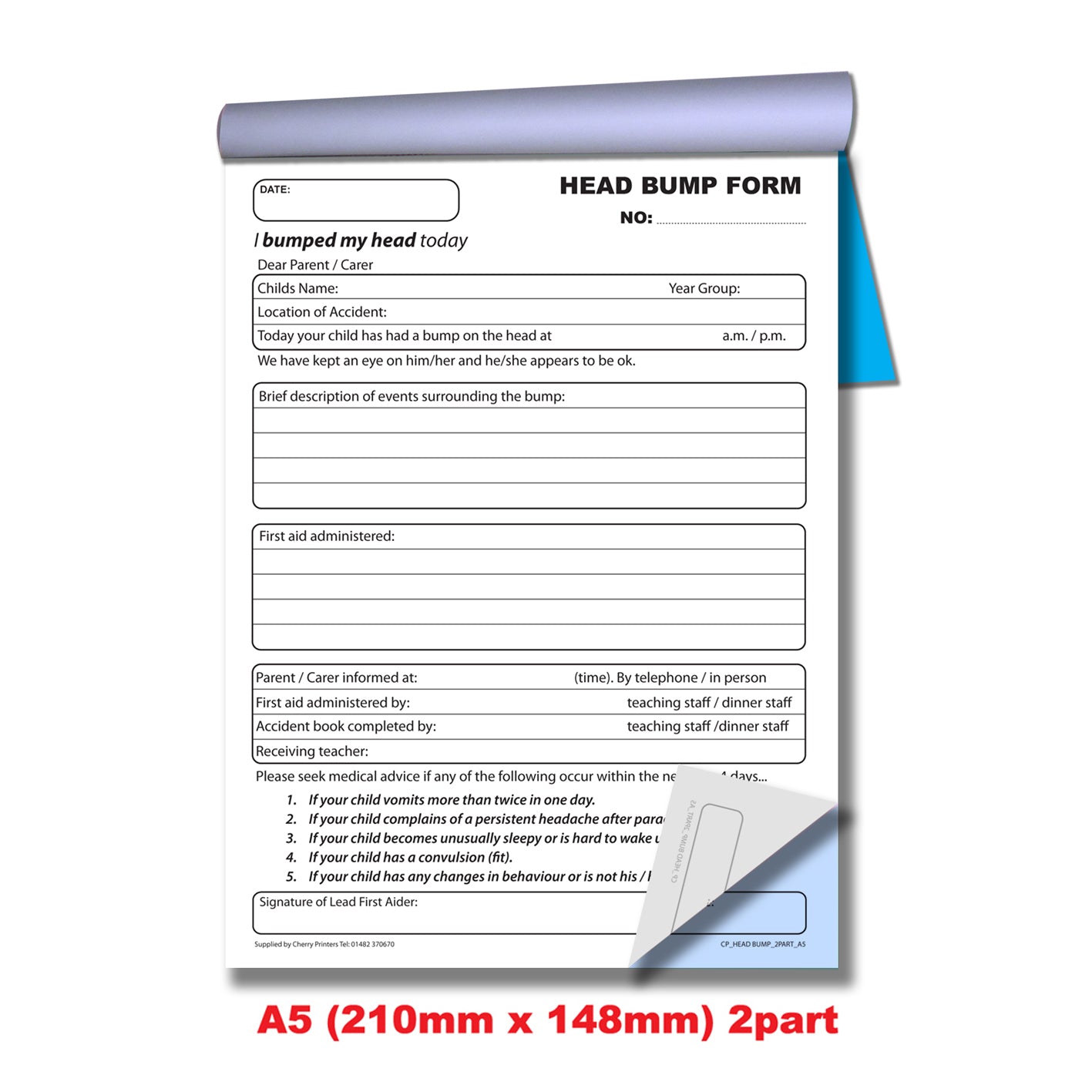 NCR School Head Bump Book A5 Duplicate