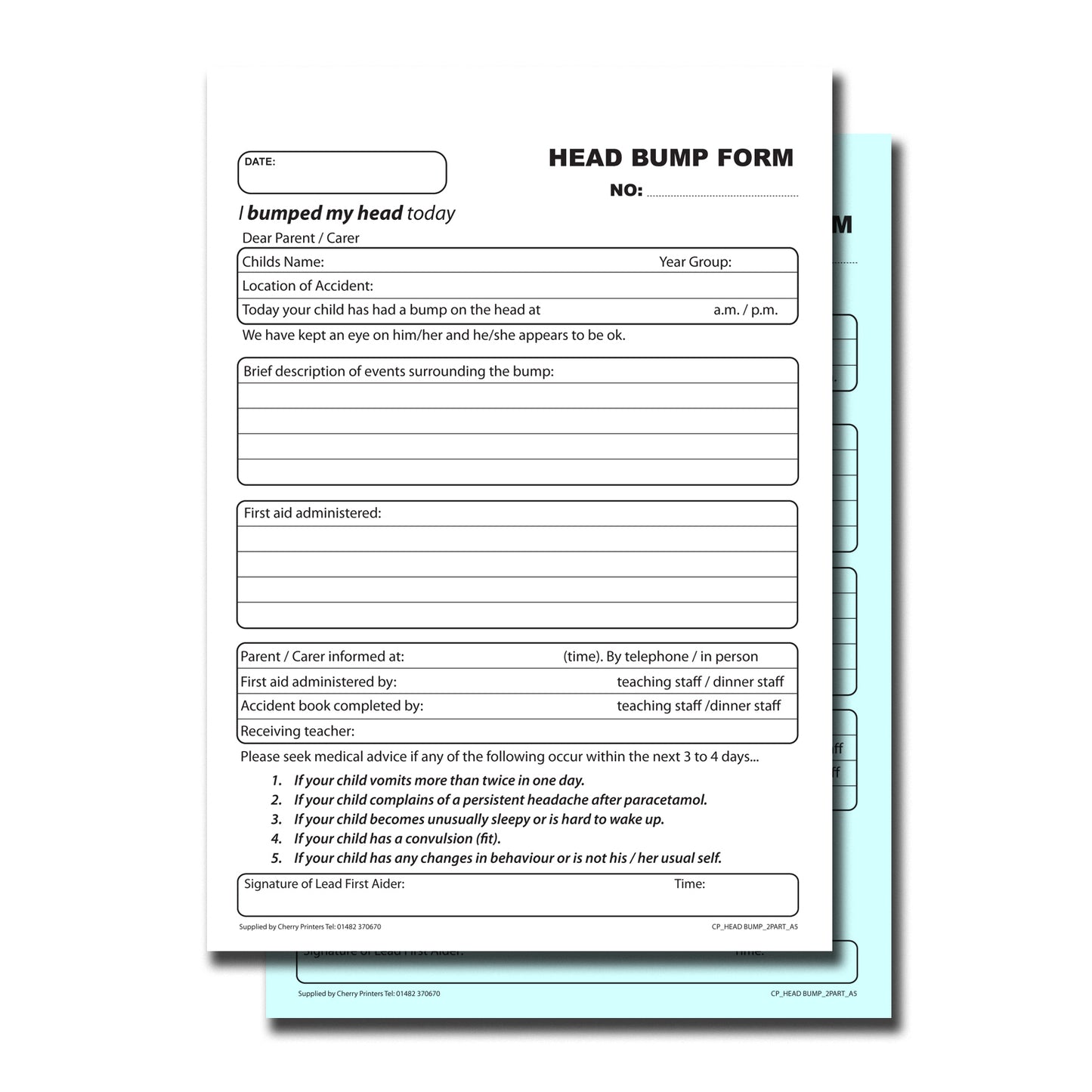 NCR School Head Bump Book A5 Duplicate