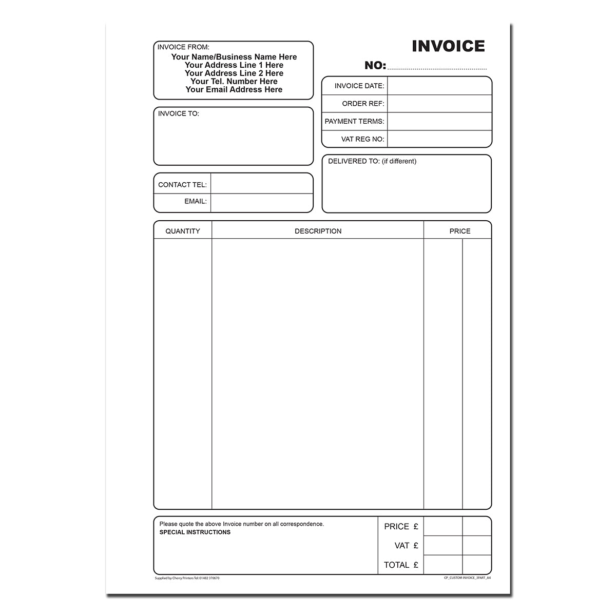 NCR *CUSTOM* Invoice Triplicate Book A4 | 2 Book Pack