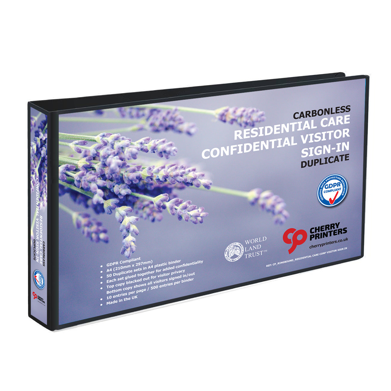NCR RESIDENTIAL CARE Confidential Visitor Sign In Ring Binder with 50 A4 Duplicate Sets GDPR