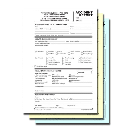 NCR *CUSTOM* Accident Report Triplicate Book A4 | 2 Book Pack