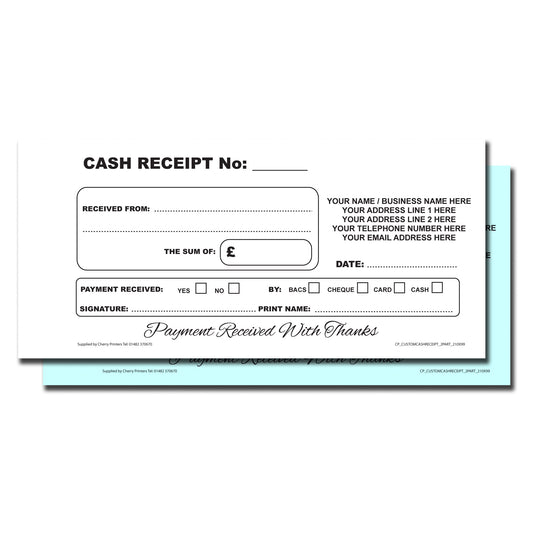 NCR *CUSTOM* Cash Receipt Duplicate Book 99x210mm | 6 Book Pack