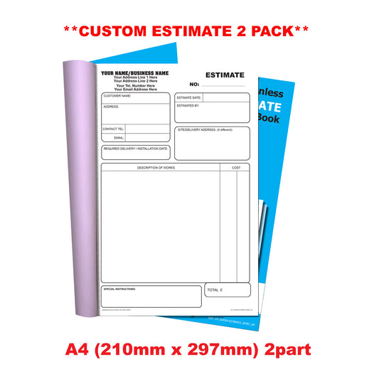 NCR *CUSTOM* Estimate Book A4 Duplicate 2 pack