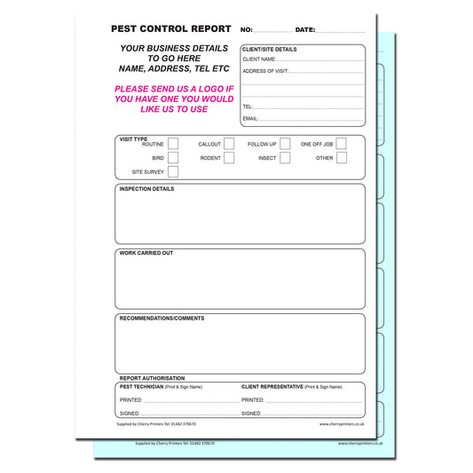 NCR *CUSTOM* Pest Control Report Duplicate Book A4 | 2 Book Pack