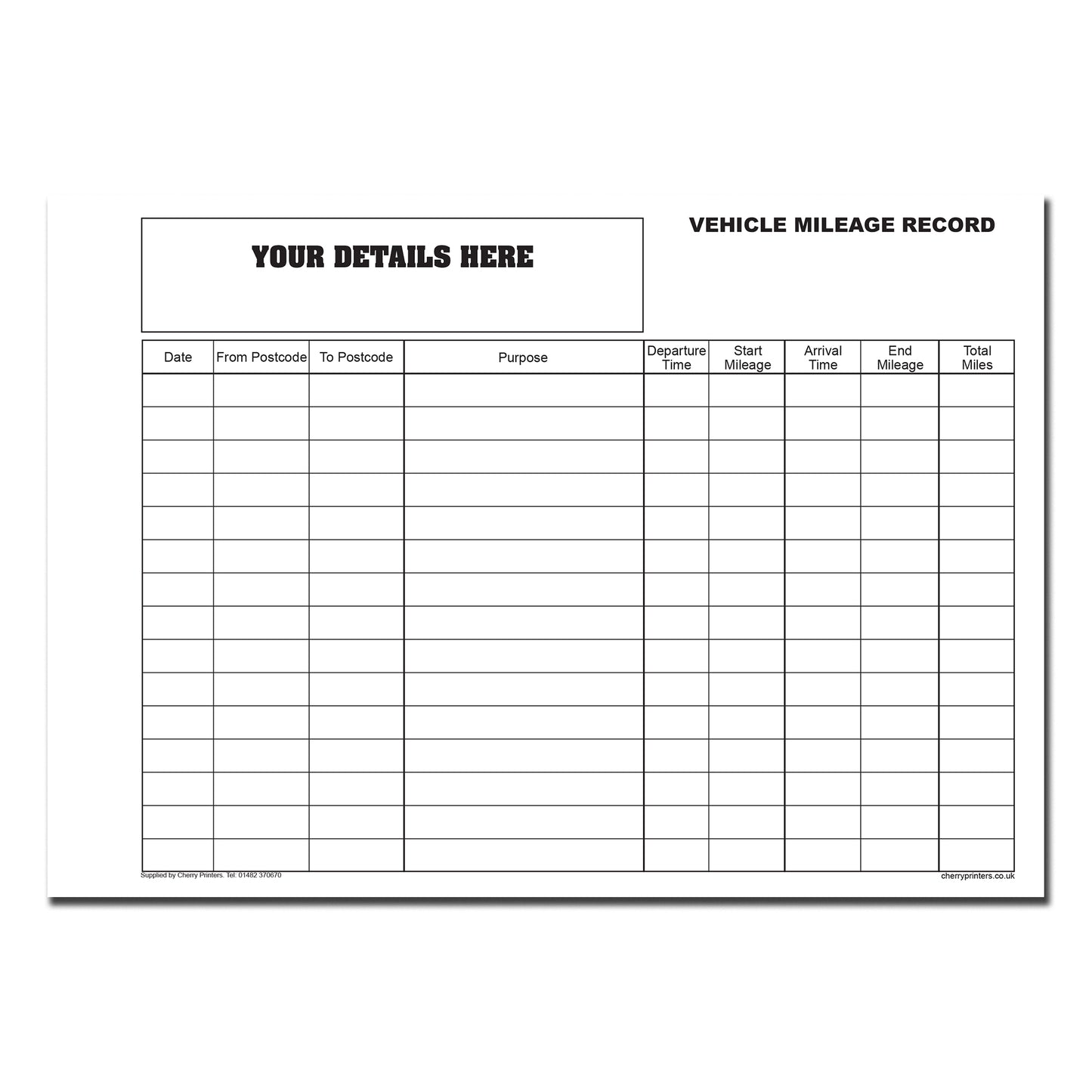 NCR *CUSTOM* Vehicle Mileage Duplicate Book A5 4 Book Pack