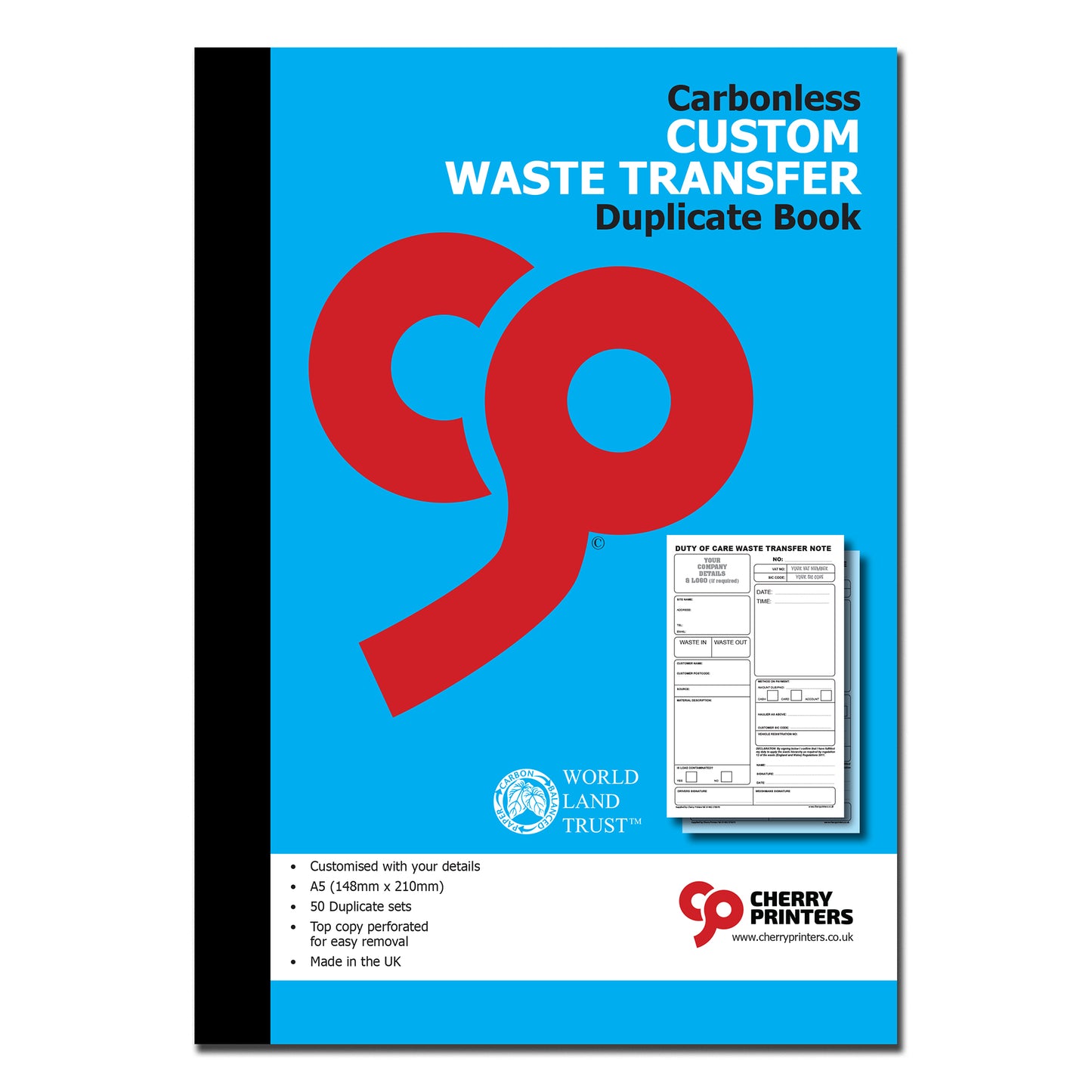 NCR *CUSTOM* Duty of Care Waste Transfer Note Duplicate Book A5 | 4 Book Pack