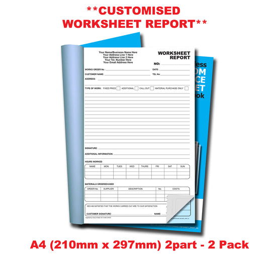 NCR *CUSTOM* Worksheet Report Duplicate Book A4 | 2 Pack