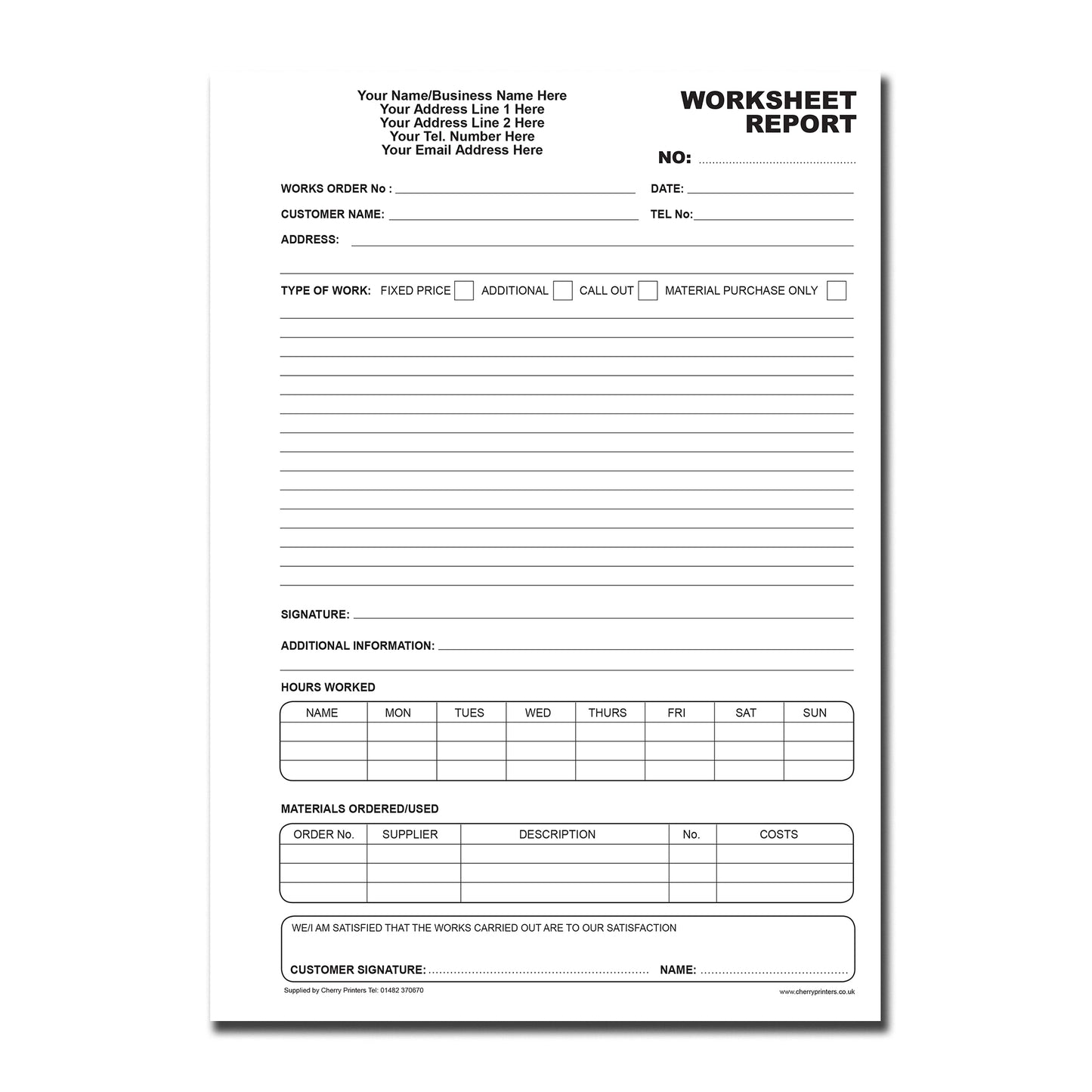 NCR *CUSTOM* Worksheet Report Duplicate Book A4 | 2 Pack