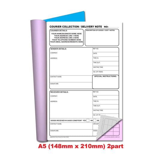 NCR *CUSTOM* Courier Collection/Delivery Note Duplicate Book A5 | 4 Book Pack
