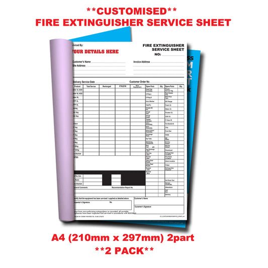 NCR *CUSTOM* FIRE EXTINGUISHER SERVICE Duplicate Book A4 | 2 Book Pack