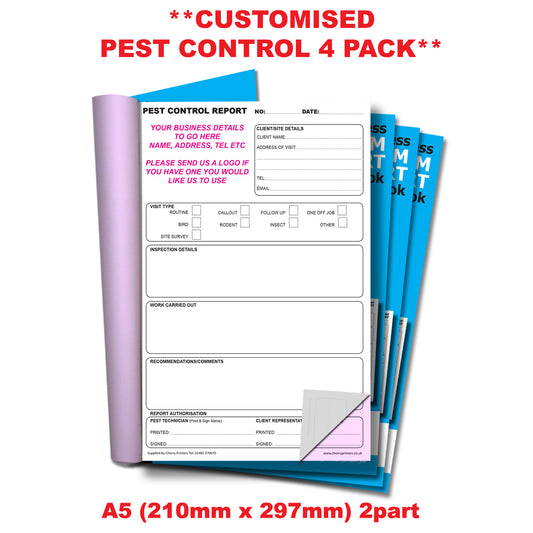 NCR *CUSTOM* Pest Control Report Duplicate Book A5 | 4 Book Pack
