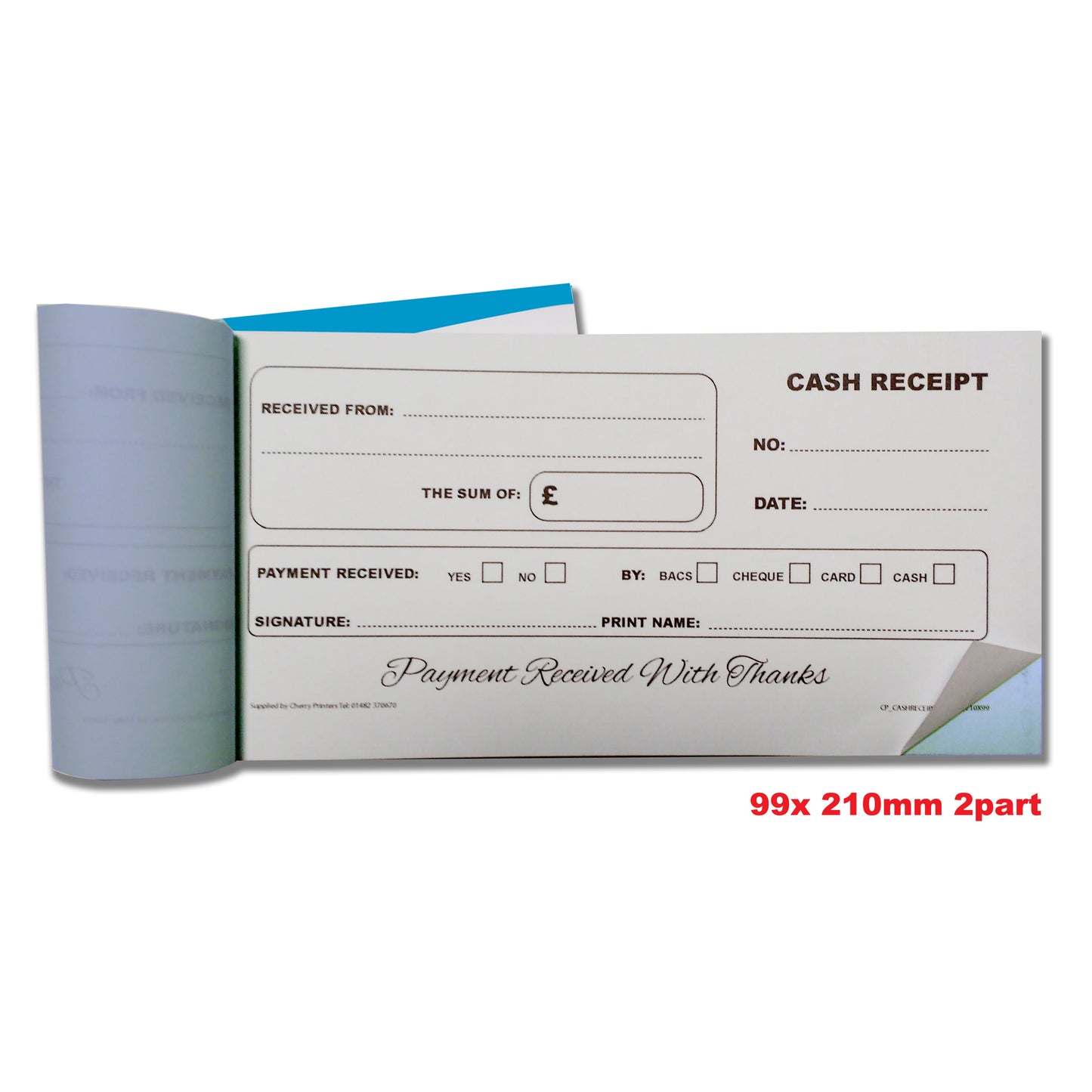 NCR Cash Receipt Duplicate Book 99mm x 210mm