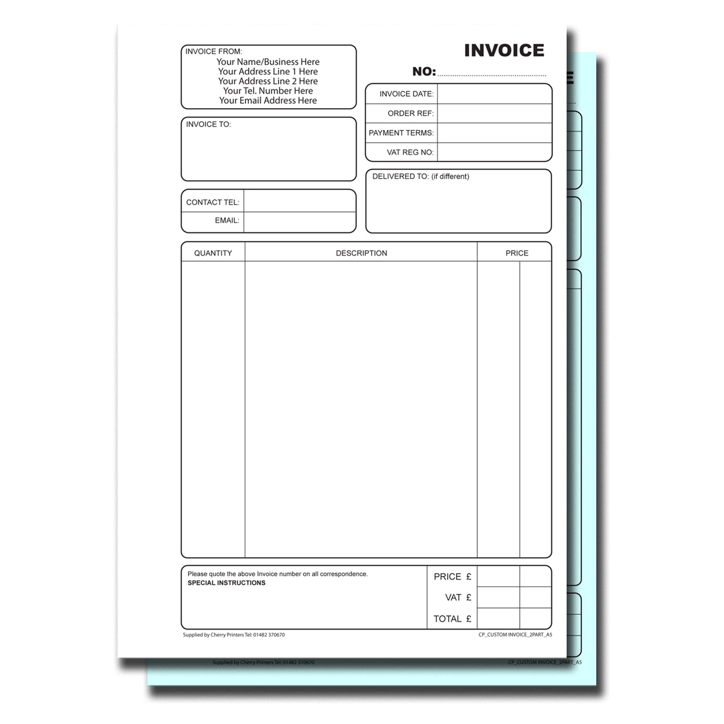 NCR *CUSTOM* Invoice Duplicate Book A4 | 2 Book Pack