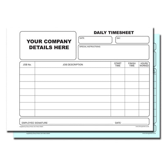 NCR *CUSTOM* Daily Timesheet Duplicate Book A5 | 4 Book Pack