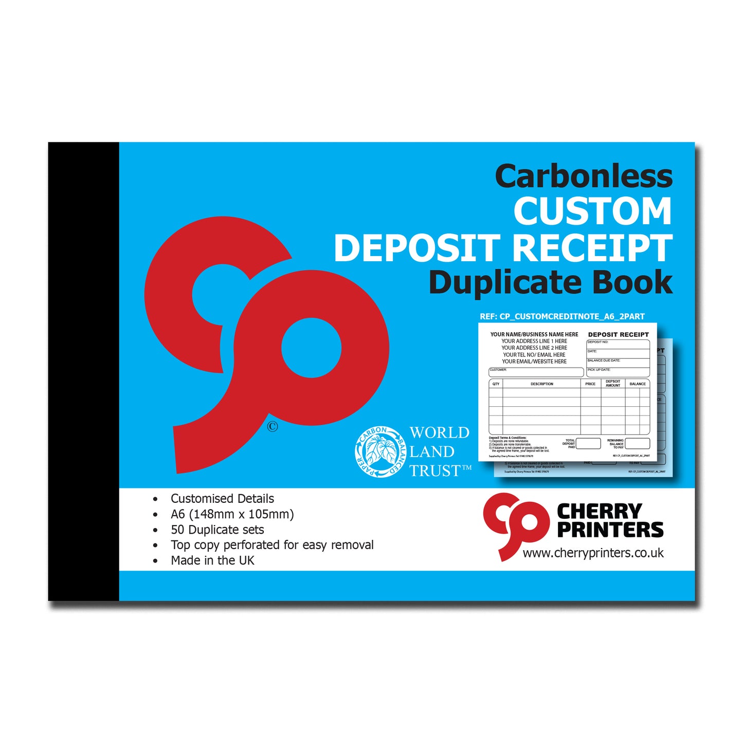 NCR *CUSTOM* Deposit Receipt Duplicate Book A6 | 8 Book Pack