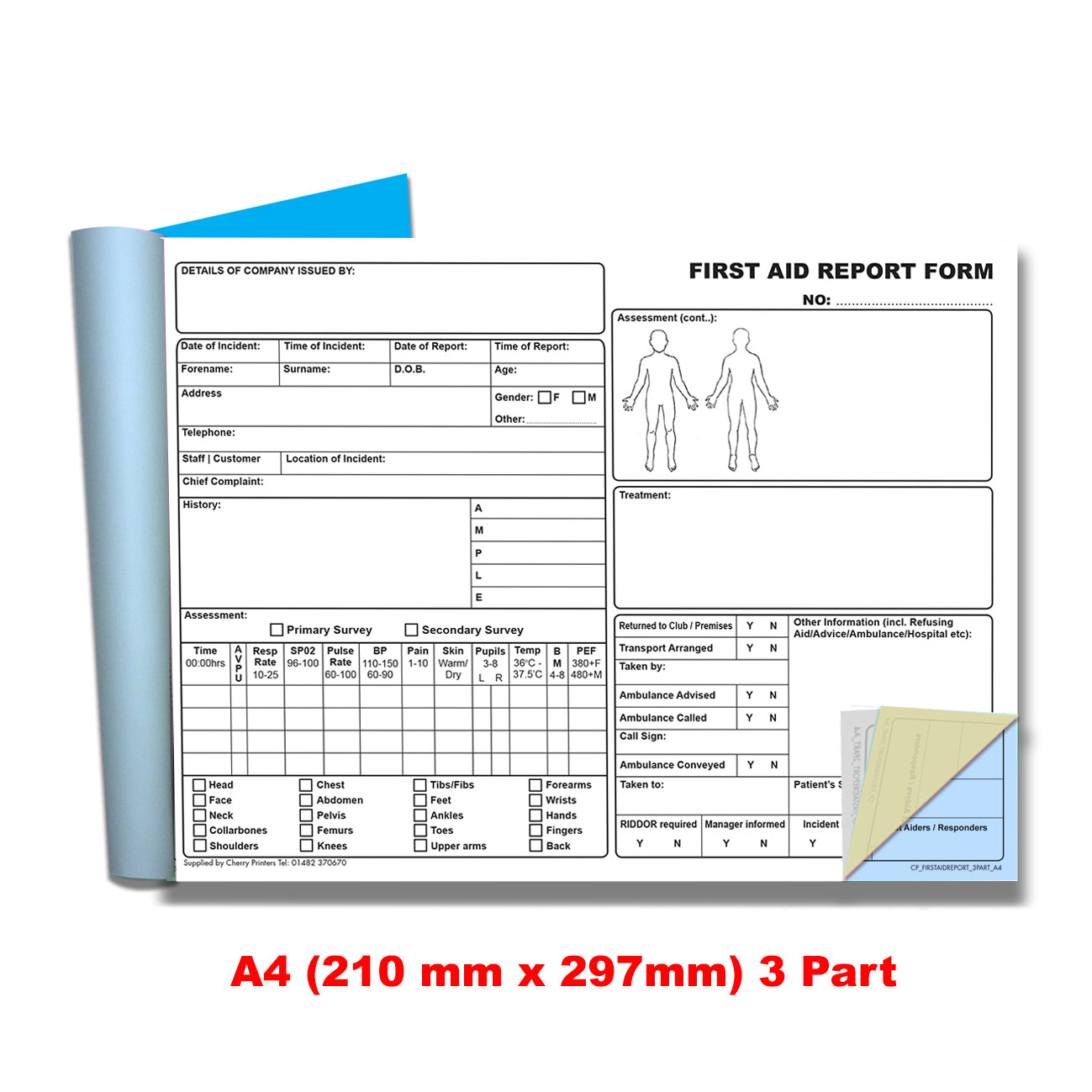 NCR First Aid Report Book A4 Triplicate