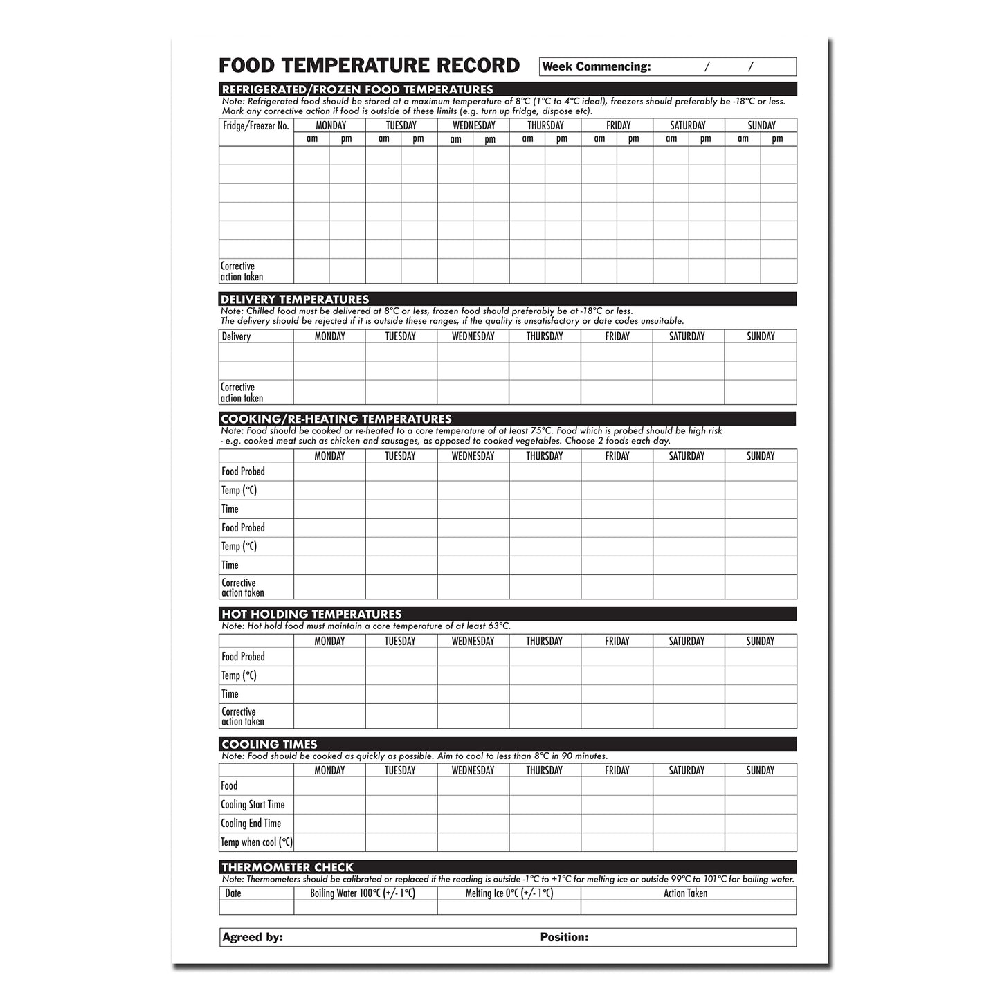 Safer Food Better Business For Caterers BINDER with Caterers Info Pack | 52 week Diary | 52 week Food Temperature Record | Allergy Posters | Allergen chart