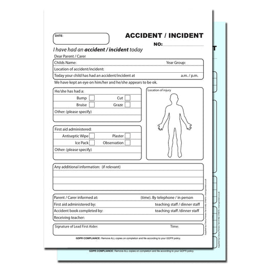 NCR School Accident /Incident Report Book A5 Duplicate GDPR