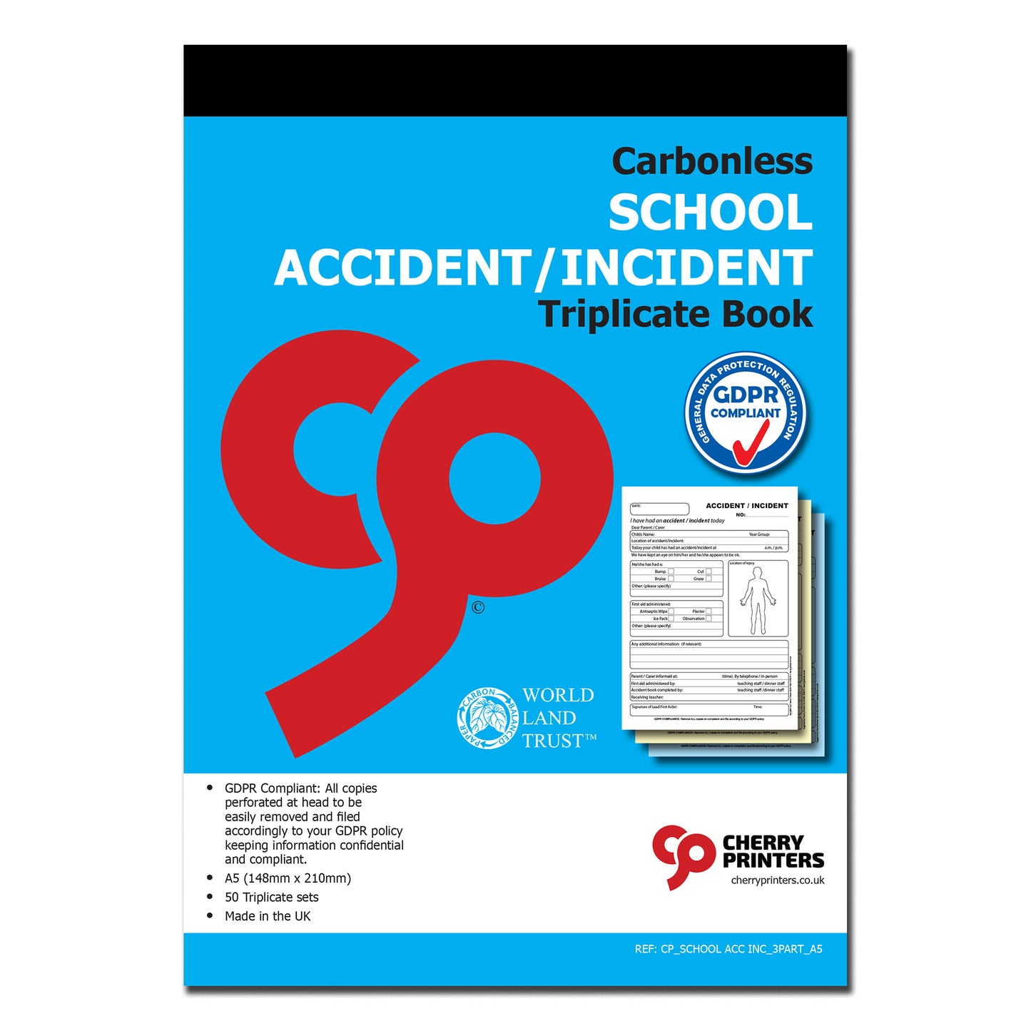 NCR School Accident /Incident Report Book A5 Triplicate GDPR