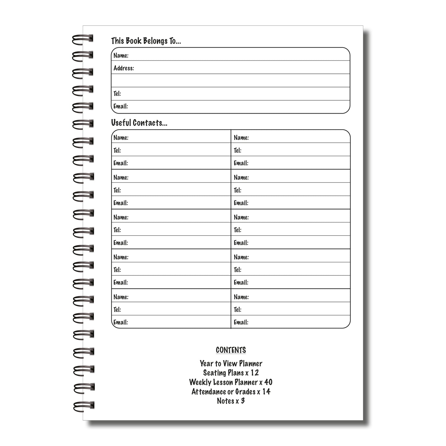 Teachers Planner 2025-2026 | Weekly Lesson Planner | 40 week to view undated pages | A5 | 60 double sided pages Wirobound